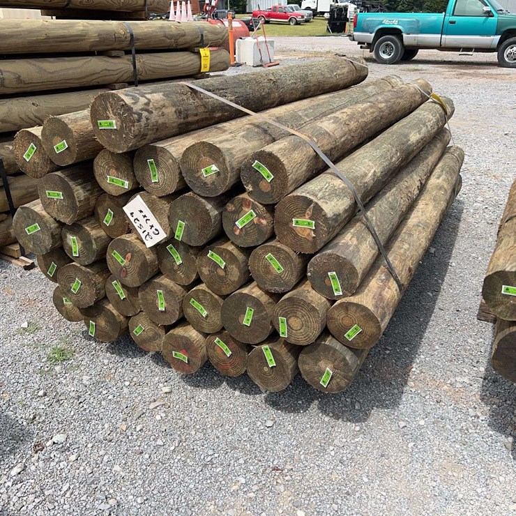 QTY (35) UNUSED 6-7"X8' TAPERED PRESSURE TREATED POSTS