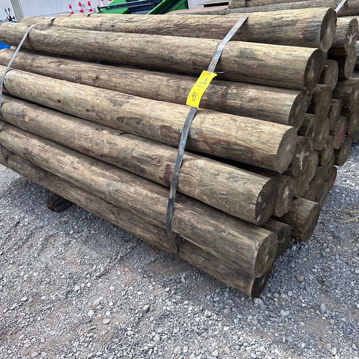 QTY (35) UNUSED 6-7"X8' TAPERED PRESSURE TREATED POSTS