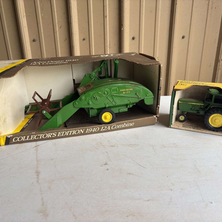(2) 1/16 John Deere 12A Combine and 1/32 40 Series Tractor NIB Ertl