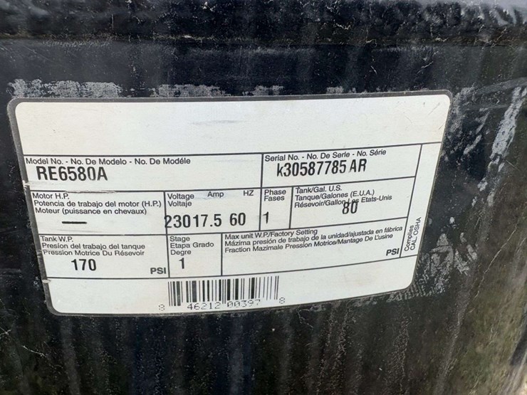 morgan-80-gal-vertical-air-compressor,-1ph,-220v,-slightly-used-image-3