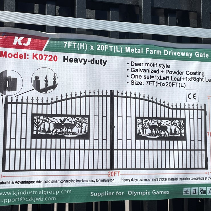 #4023 • 20' Bi-parting Metal Farm Driveway Gate