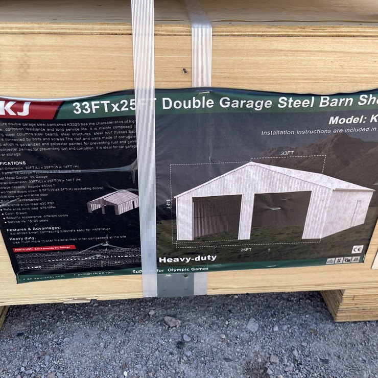#4032 • Double Garage Steel Barn Shed