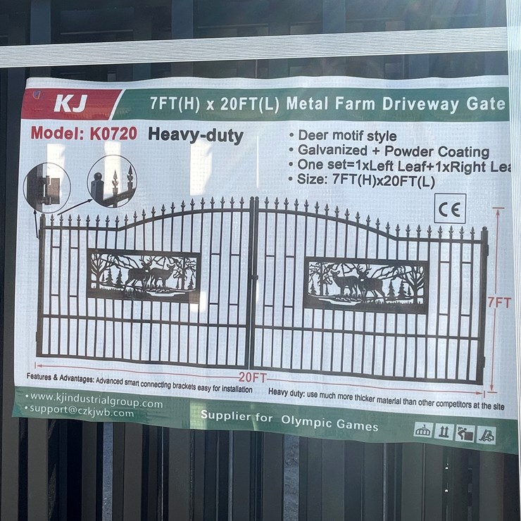 #4020 • 20' Bi-parting Metal Farm Driveway Gate