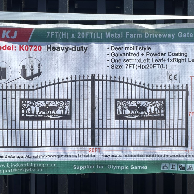 #4019 • 20' Bi-parting Metal Farm Driveway Gate