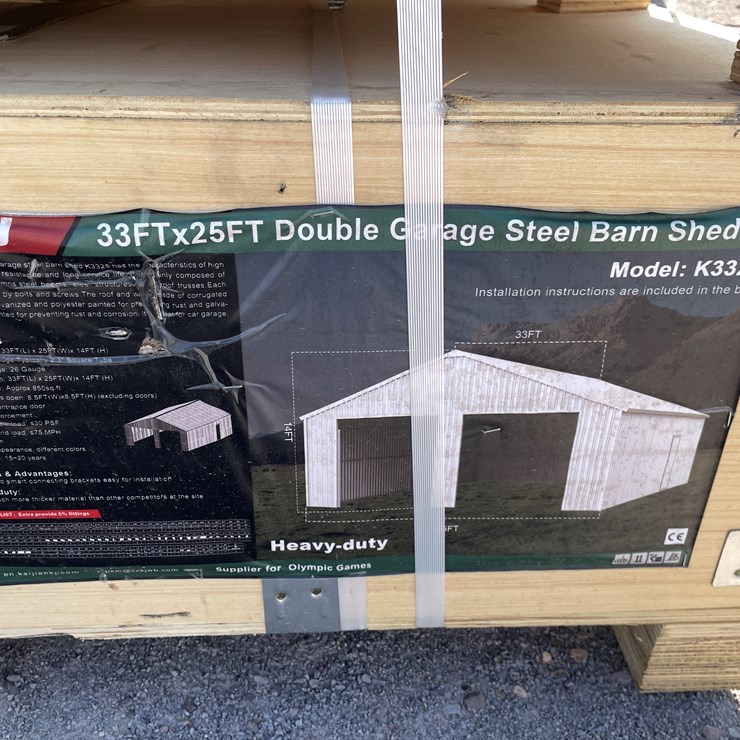 #4033 • Double Garage Steel Barn Shed