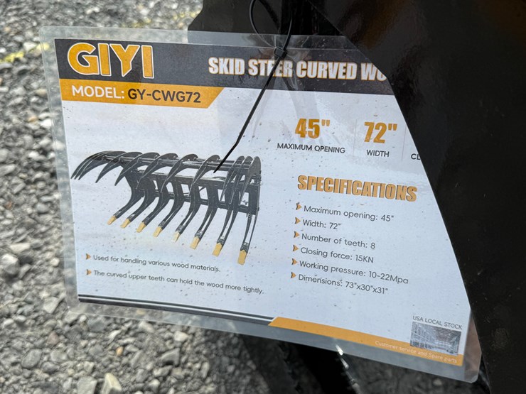 #2000-•-#26335-•-unused-giyi-72"-skid-steer-curbed-log-grabber-chxzmq722507102-image-4