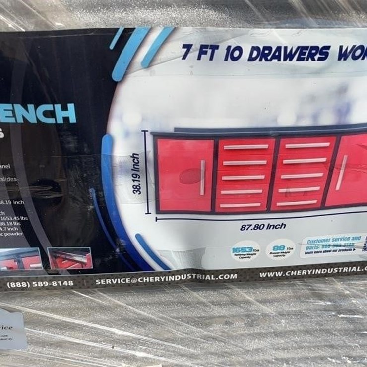 7ft 10 Drawer Workbench Red