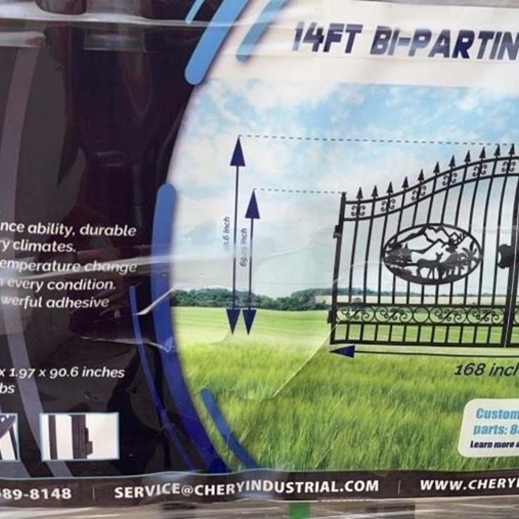 14ft Bi-Parting Iron Gate Deer Scene
