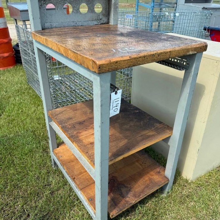 3 WOODEN SHELF WORK TABLE (24"X24"X30")