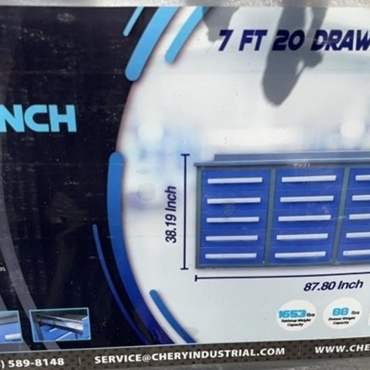 7ft 20 Drawer Workbench Blue