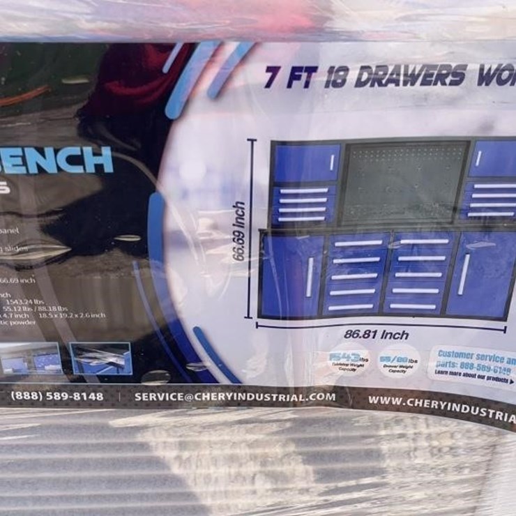 7ft 18 Drawer Workbench Blue