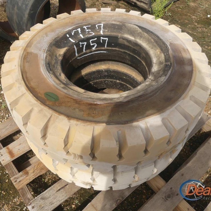 LOT OF (2) 8.25-15 WHEELS W/ TIRES FOR FORKLIFT