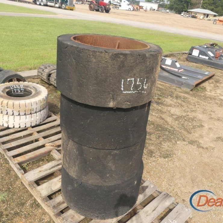 SET OF (4) PRESS ON LOADER WHEELS AND TIRES