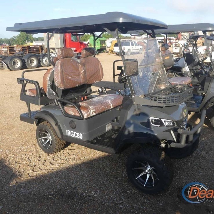 IRFC80 ELECTRIC GOLF CART, S/N SDFD667877485: CANOPY, WINDSHIELD, 60-VOLT, REAR SEAT, BLUETOOTH RADIO, BACKUP CAMERA, TURN SIGNALS, ALUM. WHEELS