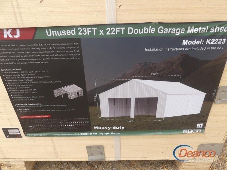 unused-2025-23'x22'-double-garage-metal-shed-image-1