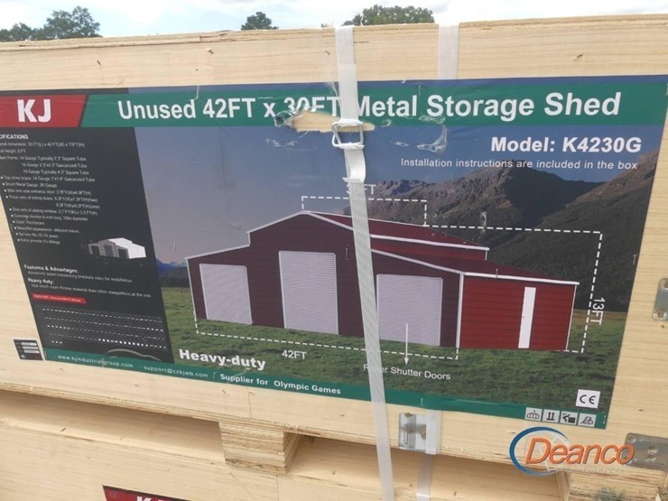 unused-2025-42'x30'-metal-storage-shed-(in-two-boxes):-3-roll-up-doors,-1-side-door-image-1