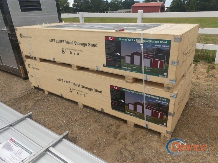 unused-2025-42'x30'-metal-storage-shed-(in-two-boxes):-3-roll-up-doors,-1-side-door-image-2