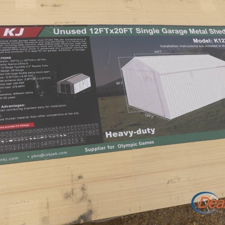 UNUSED 2025 12'X20' SINGLE GARAGE METAL SHED