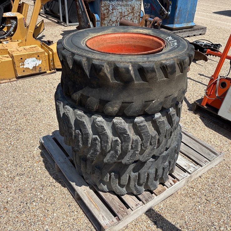 #3467 • LOT OF 3 SKID STEER TIRES AND WHEELS