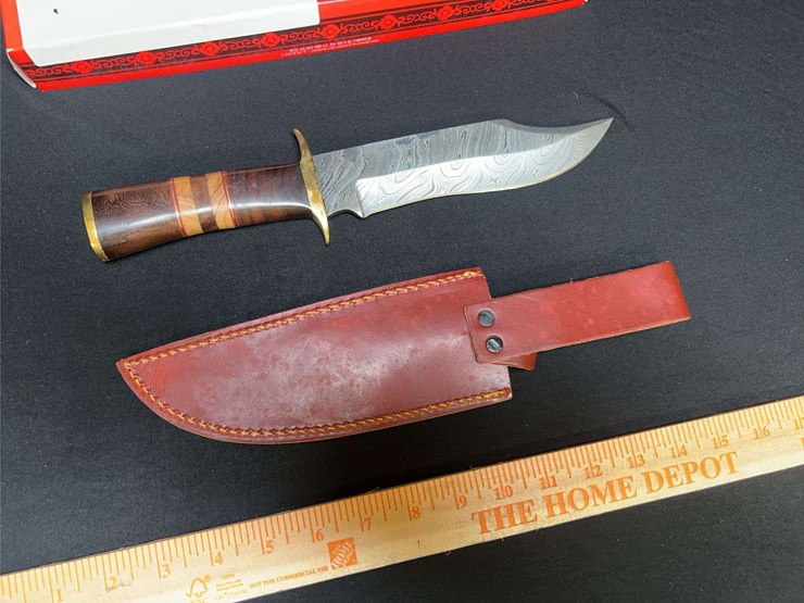 custom-damascus-steel-fixed-blade-knife-w/-polished-handle-image-3
