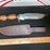 custom-damascus-steel-fixed-blade-knife-w/-cream/red-stripe-handle-image-3