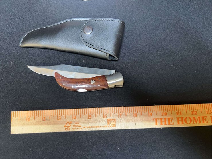 custom-stainless-steel-folding-knife-w/-cream/brown-handle-image-2