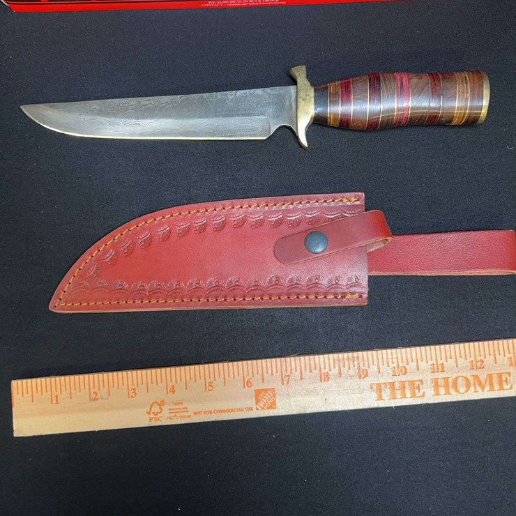 CUSTOM STAINLESS STEEL FIXED BLADE DAGGER W/ BROWN HANDLE