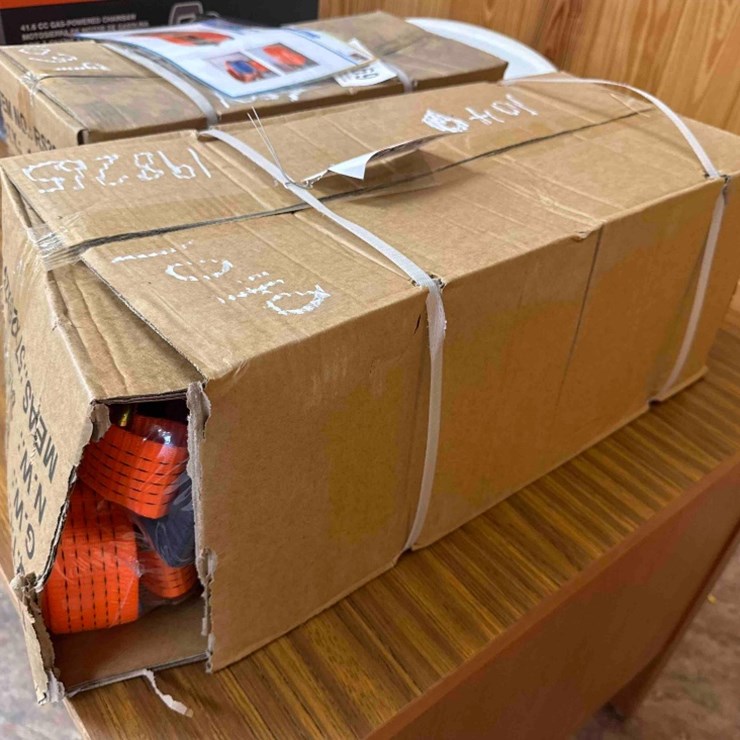 UNUSED FUTURE BOX OF MISC RATCHET STRAPS