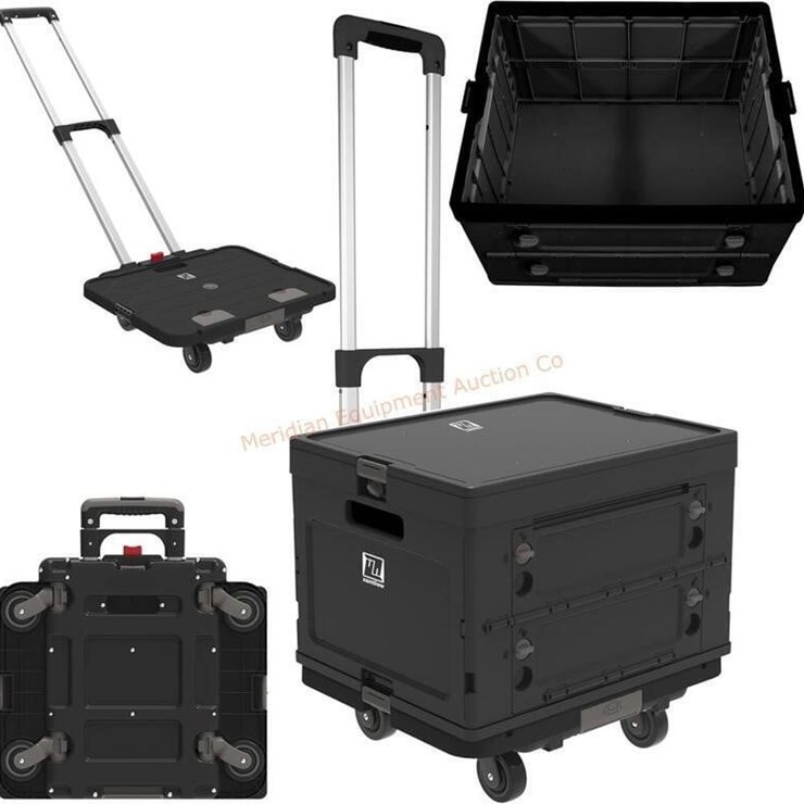 Rolling Crate Cart w Wheels Foldable Utility Cart