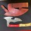 custom-damascus-steel-fixed-blade-knife-w/-cream/red/blue-striped-handle-image-3