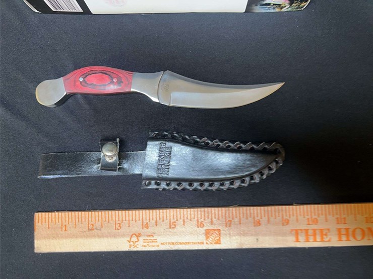 custom-stainless-steel-fixed-blade-knife-w/-green/blue/red-stripe-handle-image-2
