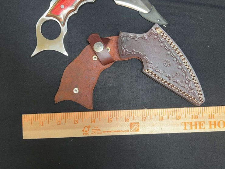 custom-stainless-steel-fixed-blade-knife-w/-brown-handle-image-1