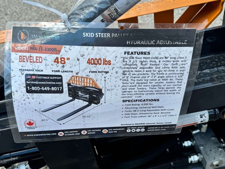 wolverine-skid-steer-pallet-forks-pfa-11-3300g,-48in,-4000lbs-image-2