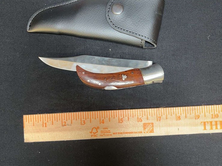 custom-stainless-steel-folding-knife-w/-cream/brown-handle-image-1