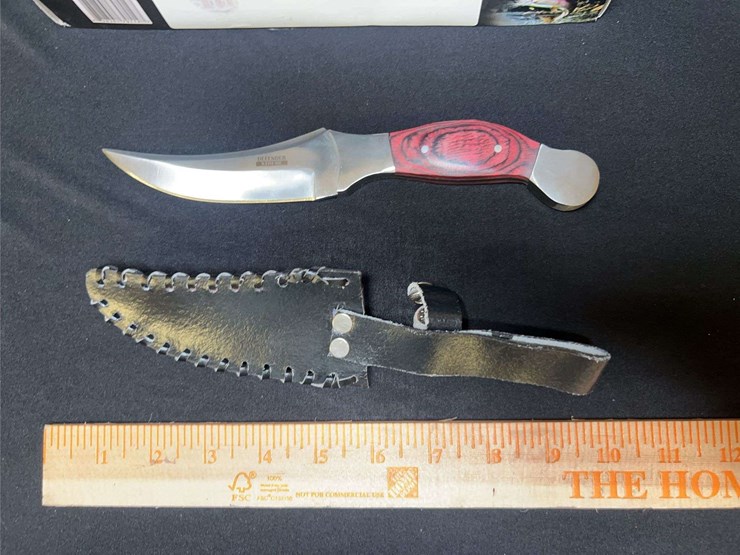 custom-stainless-steel-fixed-blade-knife-w/-green/blue/red-stripe-handle-image-3