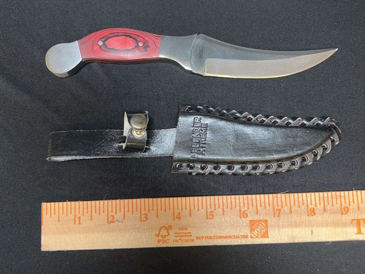 custom-stainless-steel-fixed-blade-knife-w/-green/blue/red-stripe-handle-image-1
