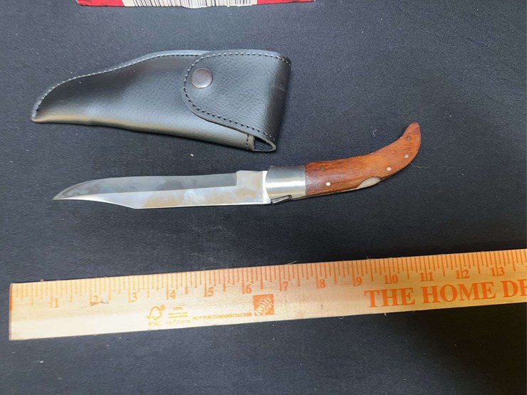 custom-stainless-steel-folding-knife-w/-cream/brown-handle-image-3