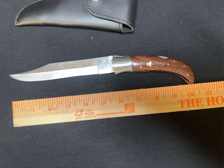 custom-stainless-steel-folding-knife-w/-cream/brown-handle-image-4