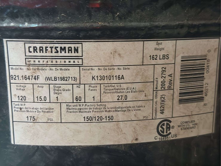 craftsman-27-gallon-upright-air-compressor,-150psi,-1.9hp,-7.2-scfm-at-40ps-image-6