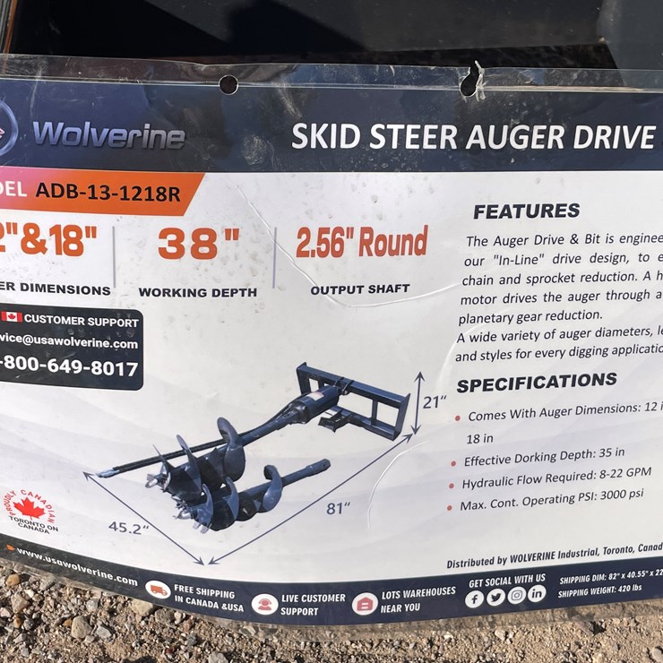 #2049 • Skid Steer Auger Drive and Bit