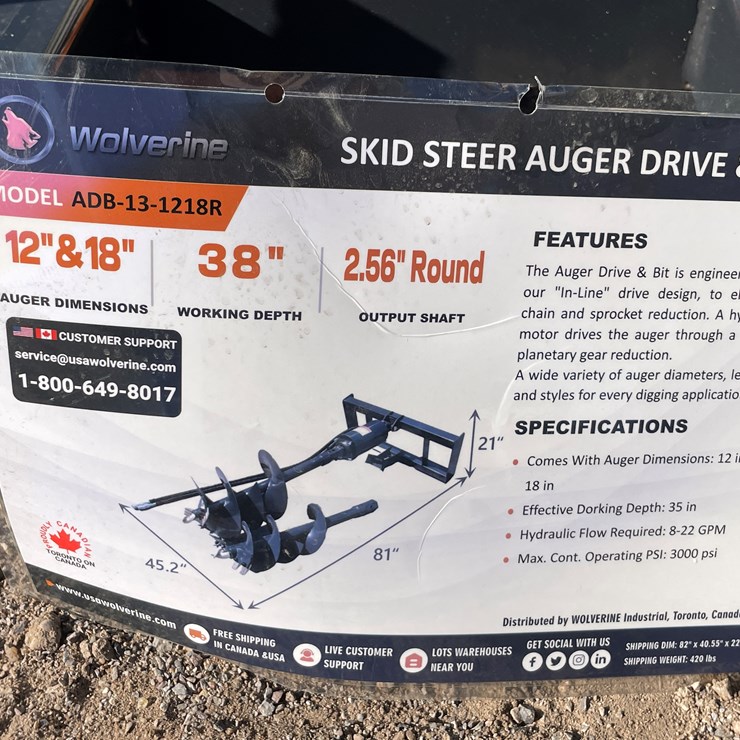 #2047 • Skid Steer Auger Drive and Bit