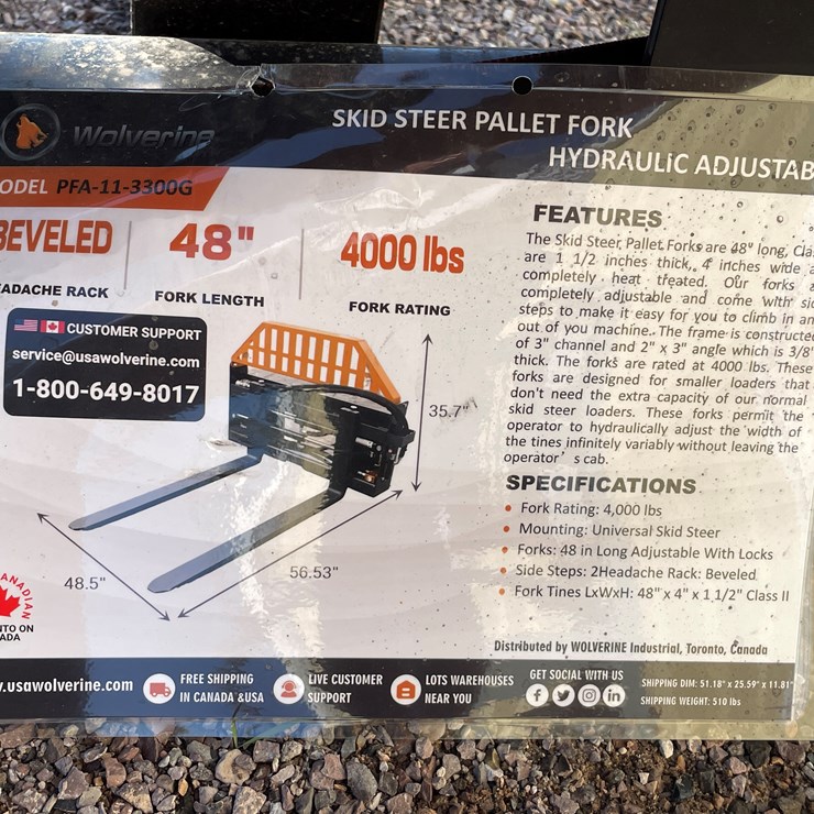 #2033 • Skid Steer Pallet Fork Hydraulic Adjustable