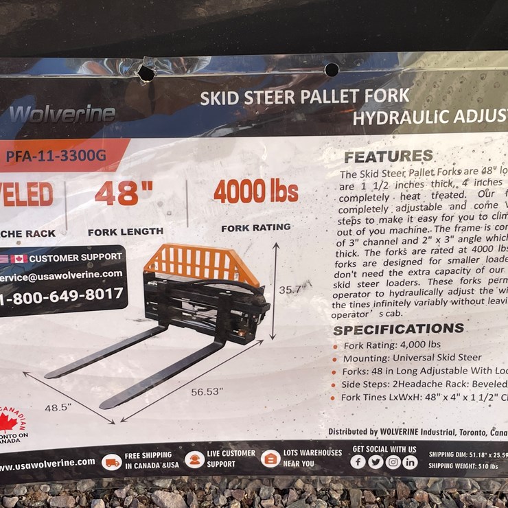 #2030 • Skid Steer Pallet Fork Hydraulic Adjustable