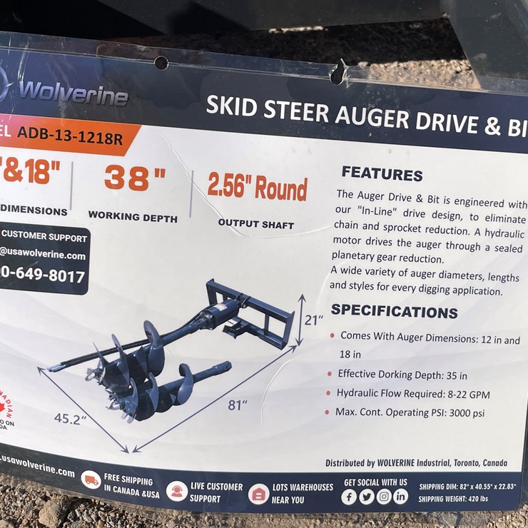 #2051 • Skid Steer Auger Drive and Bit