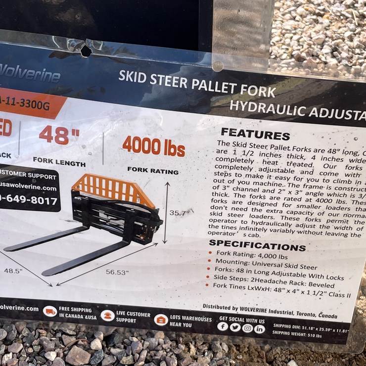 #2032 • Skid Steer Pallet Fork Hydraulic Adjustable