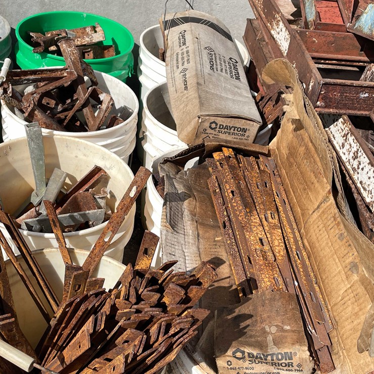 #1340 • (8) Buckets of Concrete Form Parts