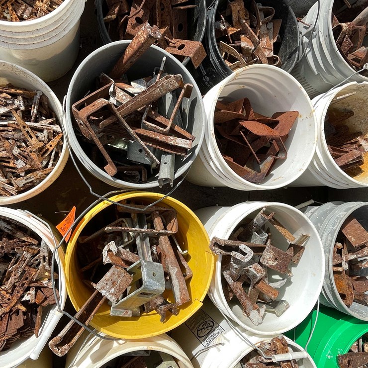 #1339 • (8) Buckets of Concrete Form Parts