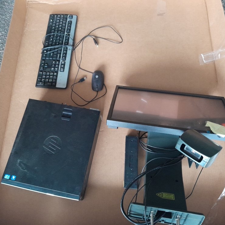 LOT#-- THREE HP rp5800 TOWERS, MONITORS, KEYBOARDS AND MOUSE ATTACHMENTS