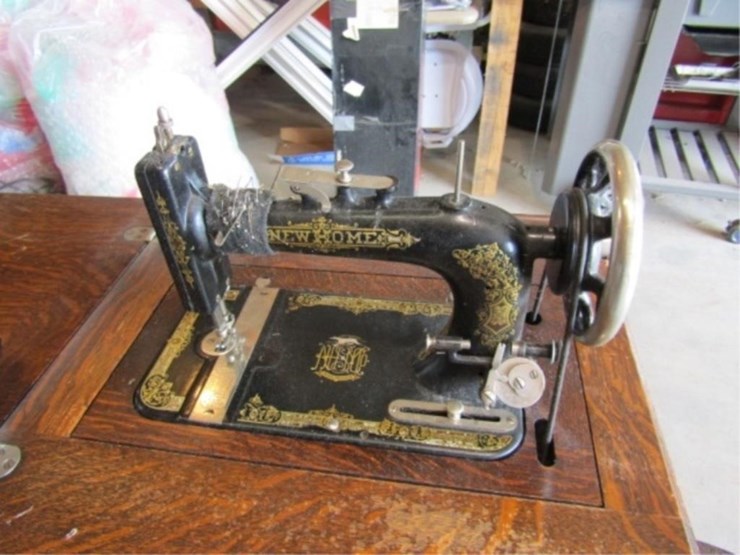 new-home-sewing-machine-w/attachments-&-cabinet-image-4