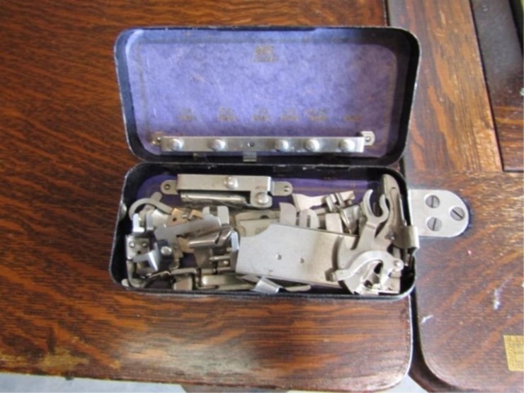 new-home-sewing-machine-w/attachments-&-cabinet-image-11